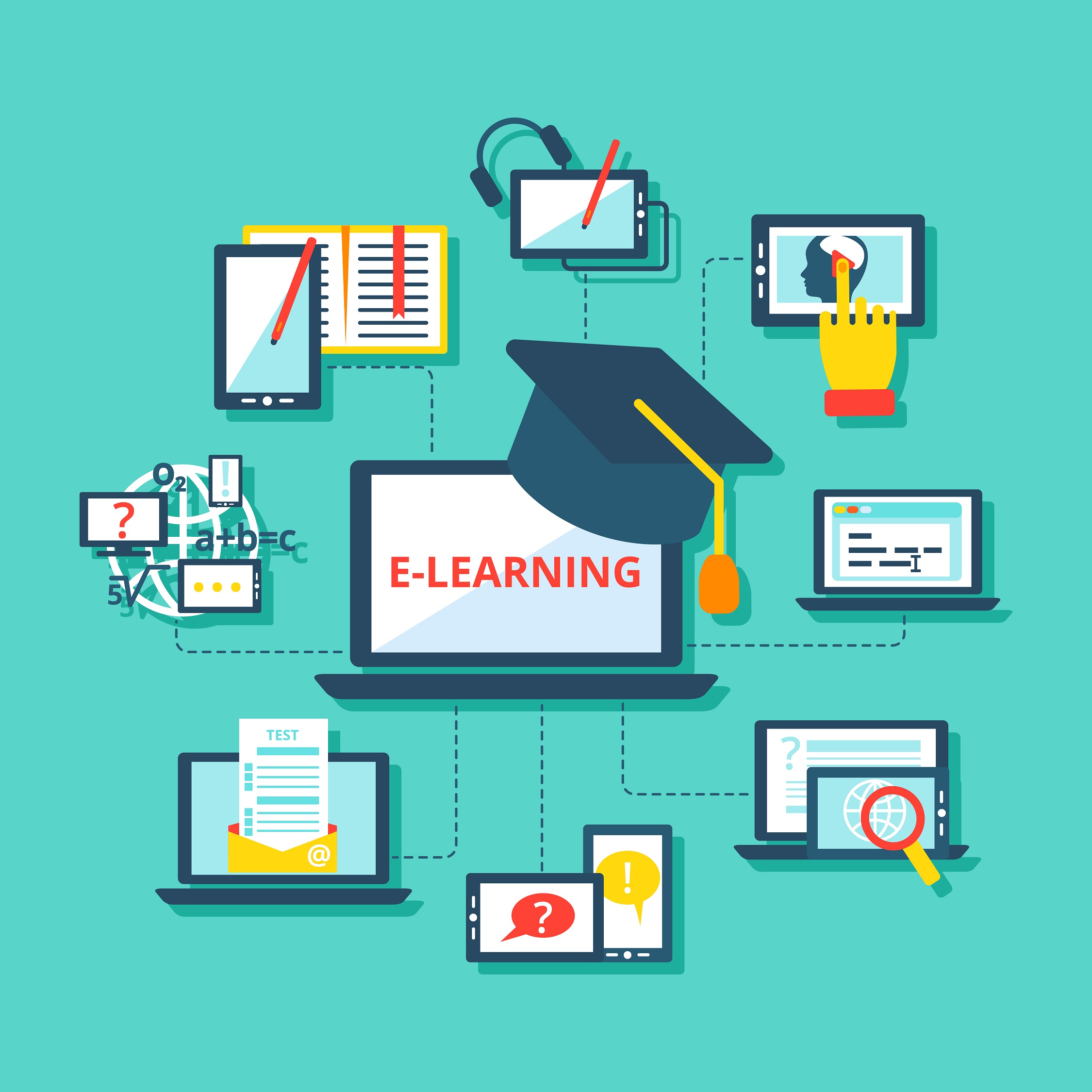 e learning icons flat